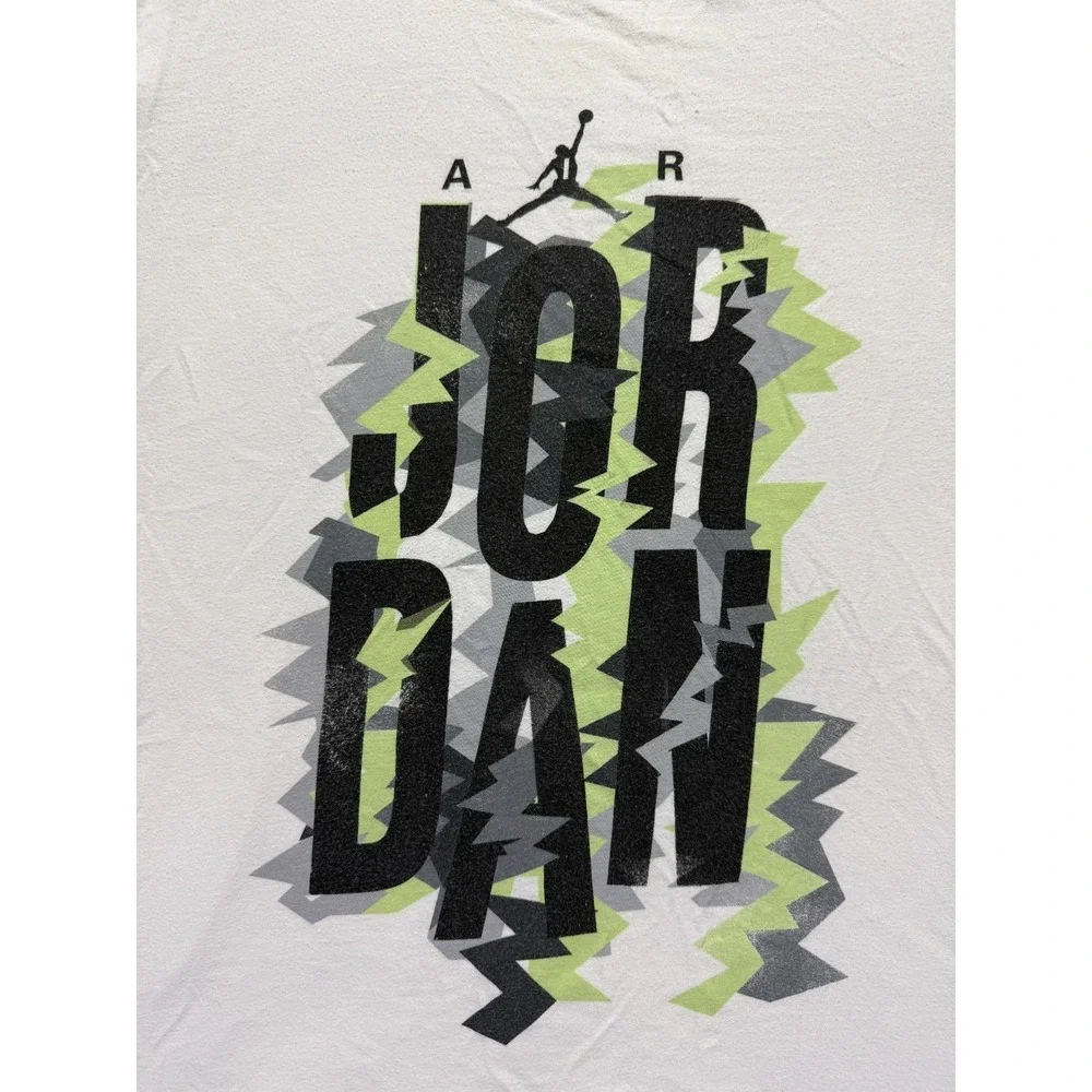 Air Jordan T Shirt Mens 2XL‎ White Graphic Print Jumpman Zig Zag Lightning Logo